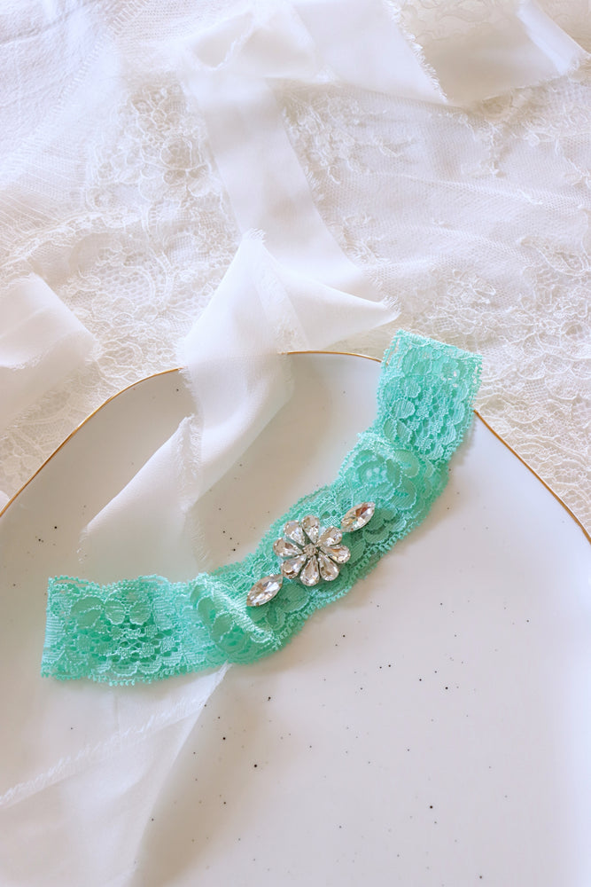 TORQUAY | MINT SINGLE CRYSTAL GARTER