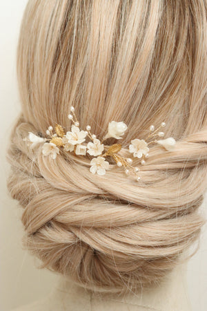 LAURA  | Wedding hair pins with flowers, Delicate floral bridal hair pins