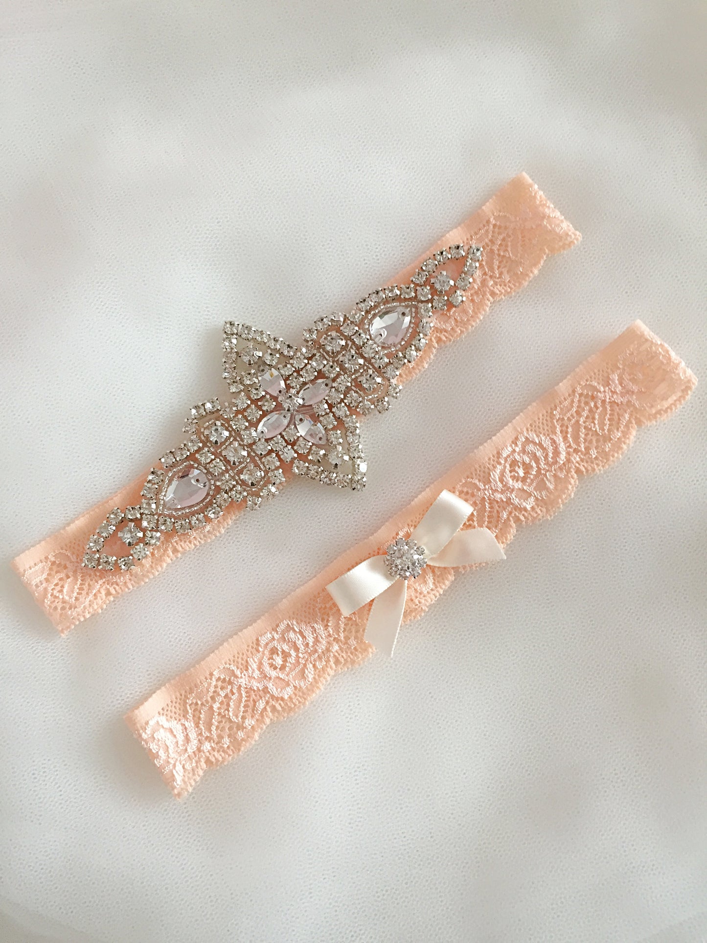 wedding garter set, lace wedding garter, crystal garter,pastel peach wedding, sage and peach wedding, grey and peach wedding, rustic peach wedding, bridal accessories
