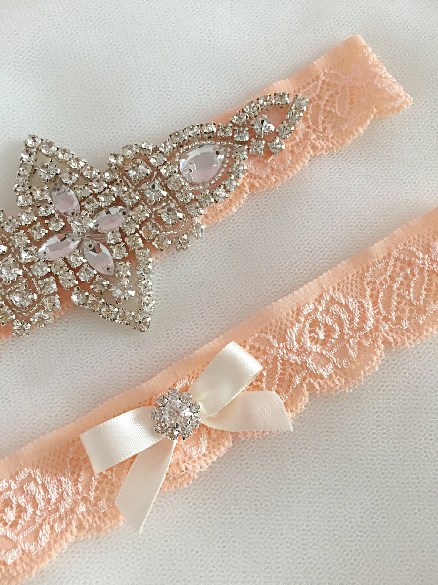 wedding garter set, lace wedding garter, crystal garter,pastel peach wedding, sage and peach wedding, grey and peach wedding, rustic peach wedding, bridal accessories