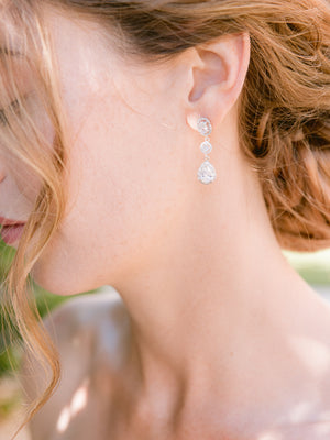 luxe silver crystal drop bridal earrings